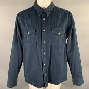 VISVIM Size M Indigo Cotton Snaps Long Sleeve Shirt